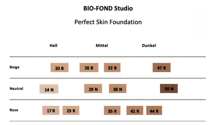 BIO-FOND STUDIO Make-up / Übersicht 13 Farbtöne