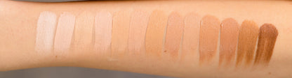 13 Farbtöne des BIO FOND STUDIO PROFI Make up im Vergleich auf der Haut
