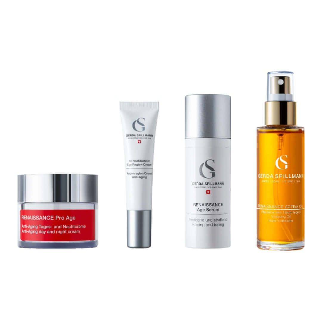 Anti-Aging Set mit Pro Age Tages- und Nachtcreme, Age Serum, Augenregion creme und Hautpflege Öl